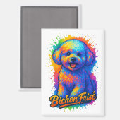 Lebendige Pop-Art-Bichon Frisé Magnet (Vorderseite/Rückseite)