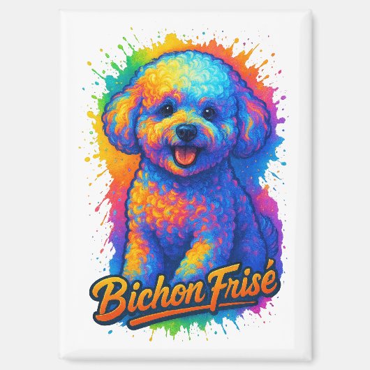 Lebendige Pop-Art-Bichon Frisé Magnet (Vorderseite)