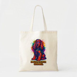 Lebendige Pop-Art-Englischer-Cocker-Spaniel  Tragetasche
