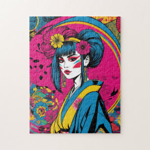 Lebendige Pop-Art-Geisha moderne japanische Frau Puzzle
