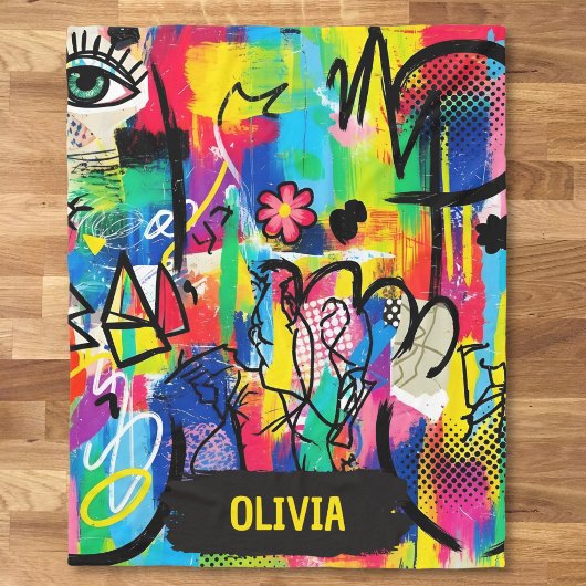 Lebendige Pop-Art-Grafffiti-Abstrakt-Personalisier Fleecedecke