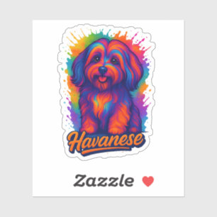 Lebendige Pop-Art Havanese-Hund – farbenfrohe Stre Aufkleber