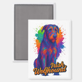 Lebendige Pop-Art-Illustration des Irischen Wolfsh Magnet (Vorderseite/Rückseite)