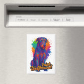Lebendige Pop-Art-Illustration des Irischen Wolfsh Magnet (In Situ (Geschirrspüler))
