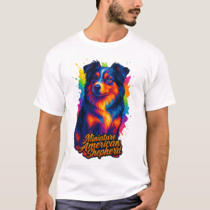 Lebendige Pop-Art Miniature American Shepherd T-Shirt