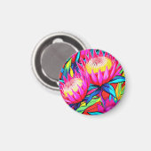 Lebendige Protea-Pop-Art Magnet (Vorderseite/Rückseite)