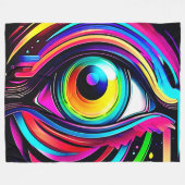 Lebendige psychedelische Augen-Kunst Fleecedecke (Vorderseite (Horizontal))