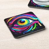 Lebendige psychedelische Augen-Kunst Getränkeuntersetzer (Linke Seite)