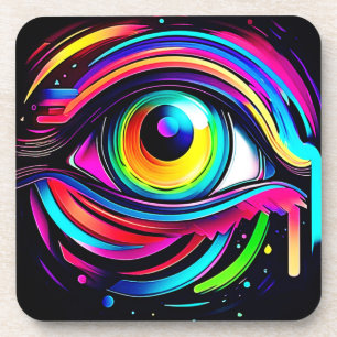 Lebendige psychedelische Augen-Kunst Getränkeuntersetzer