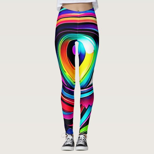 Lebendige psychedelische Augen-Kunst Leggings (Vorderseite)