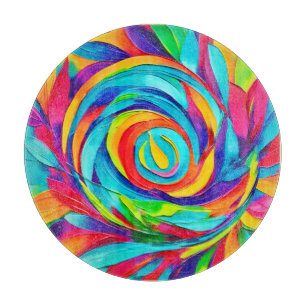 Lebendige psychedelische Blumen-Spiral-Malerei Schneidebrett