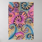 Lebendige psychedelische Boho-Abstracte Floralschw Poster (Vorne)
