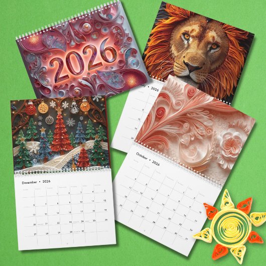 Lebendige Quilling-Designs 2026 Kalender
