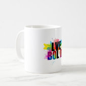 Lebendige Rainbow Watercolor Typografie Kaffeetasse (Vorderseite Links)