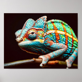 Lebendige realistische Lizard Panther Chameleon Poster