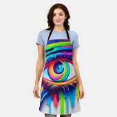 Lebendige Regenbogen-Augen-Kunst Schürze (Getragen)