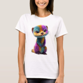 Lebendige Regenbogen Fell Süße Frettchen Illustrat T-Shirt