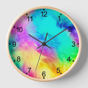 Lebendige Regenbogen Fluffige Fell Textur-75201 Uhr