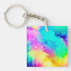 Lebendige Regenbogen Fluffige Felltextur-75201 Schlüsselanhänger