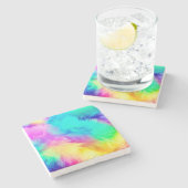 Lebendige Regenbogen Fluffige Felltextur-75201 Steinuntersetzer (Seitenansicht)