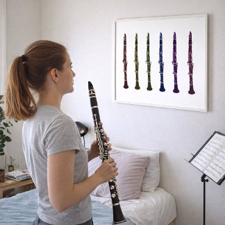 Lebendige Regenbogen-Klarinetten-Kunst-Orchesterba Poster