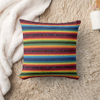 Lebendige Regenbogen-Mexikanische Serape-Streifen Kissen