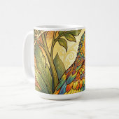 Lebendige Regenbogen-Papageien-Kunst im Jugendstil Kaffeetasse (Vorderseite Links)