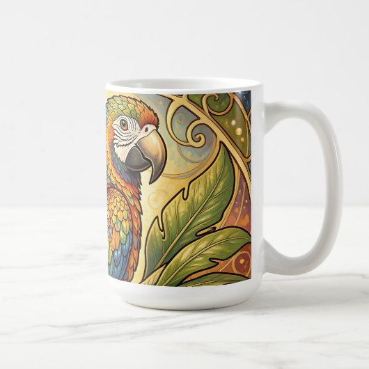 Lebendige Regenbogen-Papageien-Kunst im Jugendstil Kaffeetasse (Rechts)