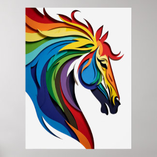 Lebendige Regenbogen-Pferdesilhouette Poster