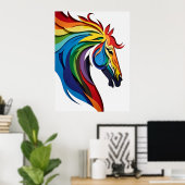 Lebendige Regenbogen-Pferdesilhouette Poster (Heimbüro)