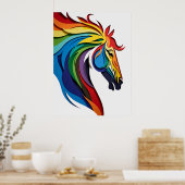 Lebendige Regenbogen-Pferdesilhouette Poster (Küche)