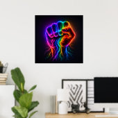 Lebendige Regenbogen-Power-Faust mit elektrischer Poster (Heimbüro)