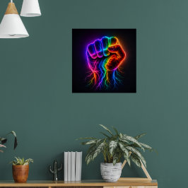 Lebendige Regenbogen-Power-Faust mit elektrischer Poster