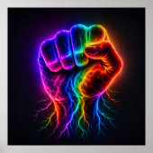 Lebendige Regenbogen-Power-Faust mit elektrischer Poster (Vorne)
