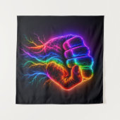 Lebendige Regenbogen-Power-Faust mit elektrischer  Wandteppich (Vorderseite (Horizontal))