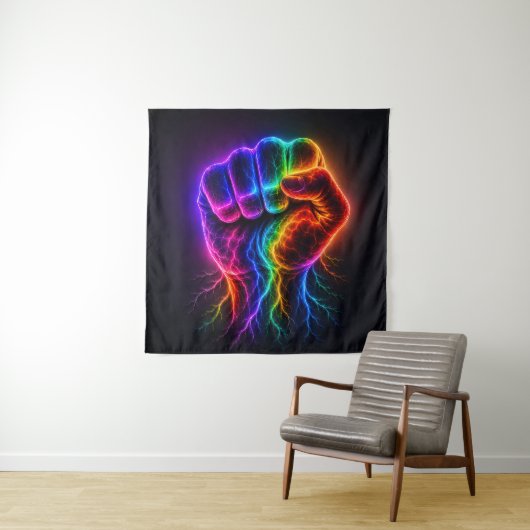 Lebendige Regenbogen-Power-Faust mit elektrischer  Wandteppich (Beispiel)
