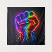 Lebendige Regenbogen-Power-Faust mit elektrischer  Wandteppich (Vorderseite)