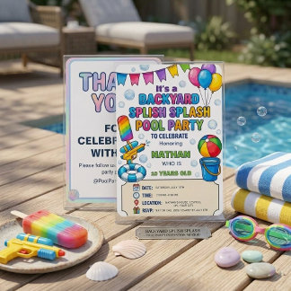 Lebendige Regenbogen-Spritz-Splash-Party im Hinter Einladung