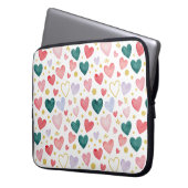 Lebendige Regenbogen-Wasserfarben-Herzen Laptopschutzhülle (Vorderseite Links)