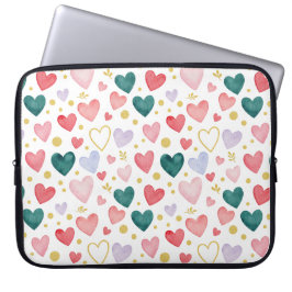 Lebendige Regenbogen-Wasserfarben-Herzen Laptopschutzhülle