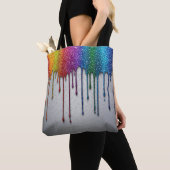 Lebendige Regenbogenfarben-Tropfen Tasche (Von Nahem)