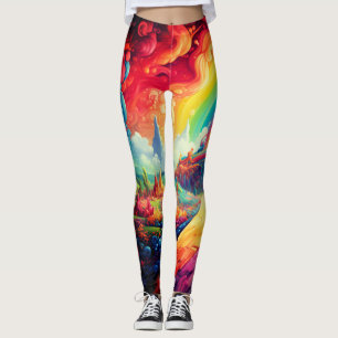 Lebendige Regenbogenszene auf einem Paar maßgeschn Leggings