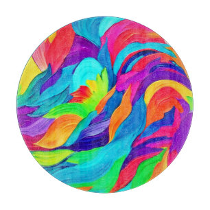 Lebendige Regenbogenwirbel Abstrakte Kunst Schneidebrett