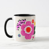 Lebendige Retro-Blume - Fett rosa und gelb bläserf Tasse (Links)