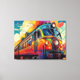Lebendige Retro-Futuristische Lokomotive Dampfzug Leinwanddruck