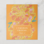 Lebendige Ringelblumen-Orange-Hochzeit Platzkarte (Außenseite Aufgefaltet)