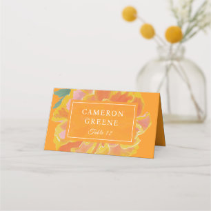 Lebendige Ringelblumen-Orange-Hochzeit Platzkarte