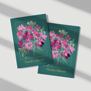 Lebendige rosa Aquarell-Blumen-Dankeskarten Karte