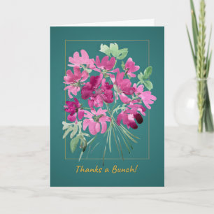 Lebendige rosa Aquarell-Blumen-Dankeskkarte Karte