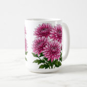 Lebendige rosa Chrysanthemen blühen Kaffeetasse (VorderseiteRechts)